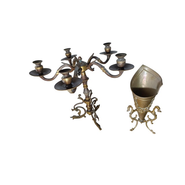 1920s Louis XV Candlestick and Vase, 1920s, Set of 2 For Sale - Image 5 of 11