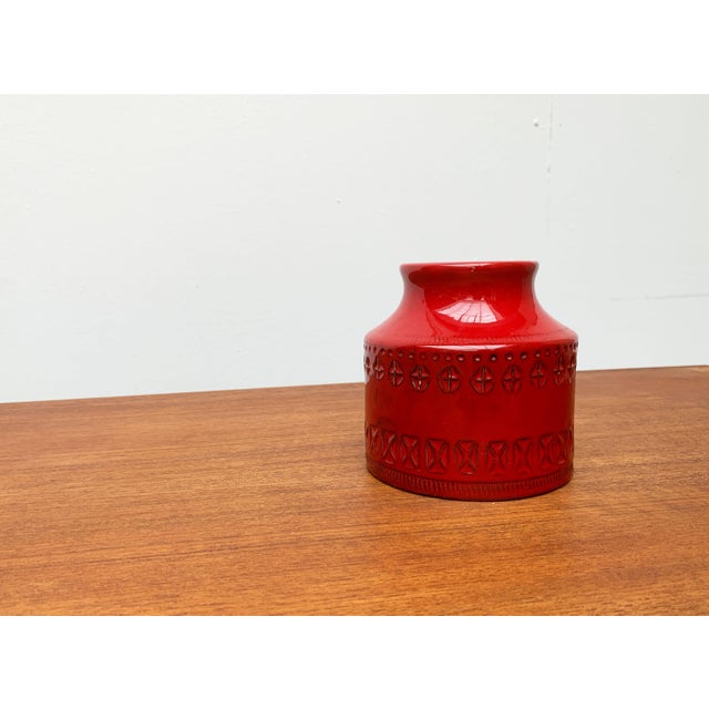 Mid-Century Italian Red Pottery Vase by Aldo Londi for Bitossi, 1960s, in Very Good conditions. Designed 1960 to 1969 This...