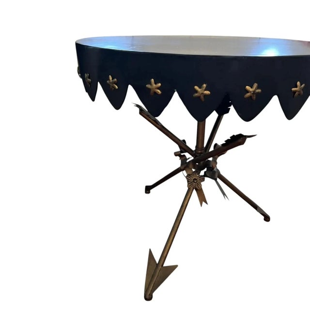 1920s Antique Round Neoclassical Crossed Arrow Side Table For Sale - Image 5 of 5