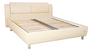 Loftline Bed in Cream Faux Leather with Storage Box from Ruf