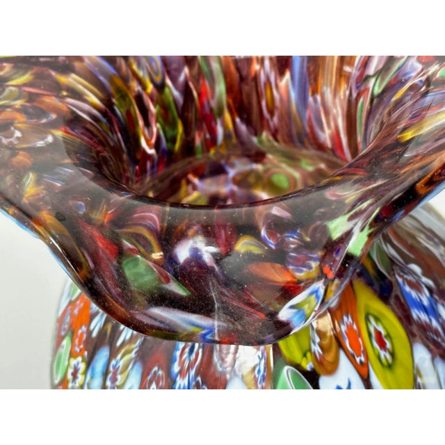 1950's Italian Attributed Murano Millefiori Glass Vases- Set of 2 For Sale - Image 6 of 11