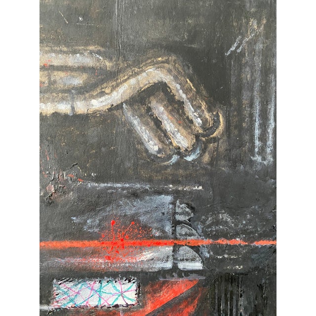 Nick de Angelis, Mixed Media Collage Oil Painting Futuristic Abstract Expressionist Machine Art For Sale - Image 4 of 9