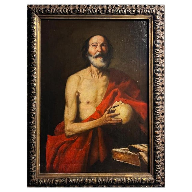 Paint Follower of José de Ribera, Saint Jerome, Late 17th Century, Oil Painting on Canvas, Framed For Sale - Image 7 of 7