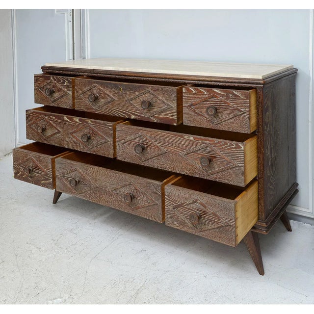 Bespoke Cerused Oak Chest in the Mid-Century Manner For Sale - Image 4 of 7