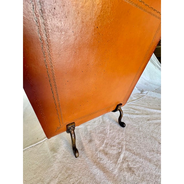 Mid 20th Century Leather and Cast Iron Magazine Rack For Sale - Image 6 of 13