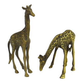 Solid Brass Giraffe Figurine - Pair For Sale