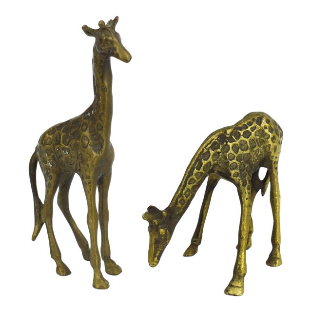 Solid Brass Giraffe Figurine - Pair For Sale