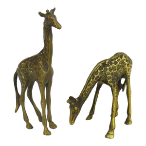 Solid Brass Giraffe Figurine - Pair