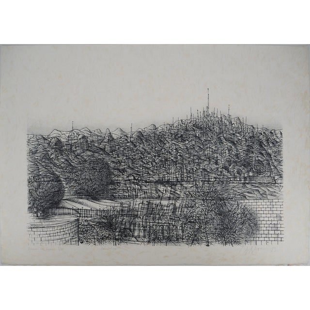 Jean Carzou, The Hill, 1983, Original Lithograph For Sale