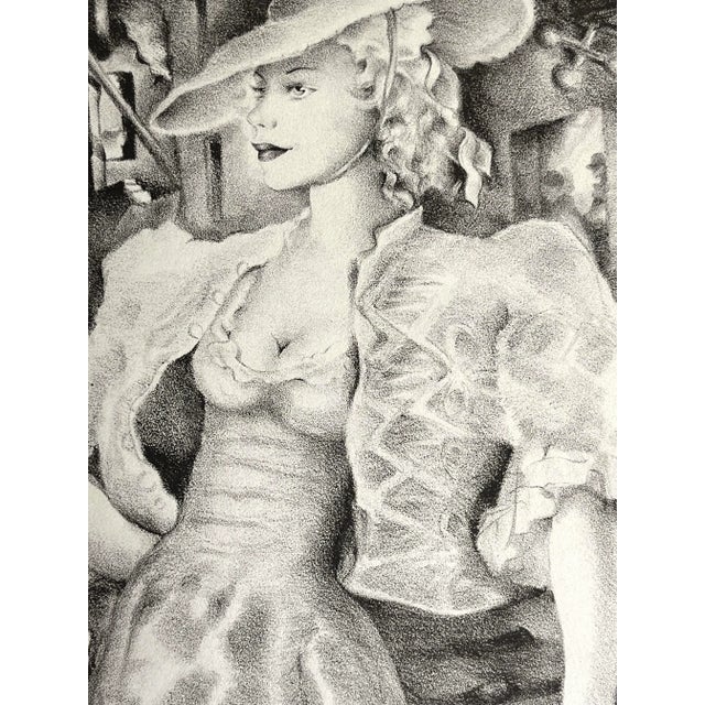 Printmaking Materials Parisian Woman Lithograph by Mariette Lydis 1938 For Sale - Image 7 of 10