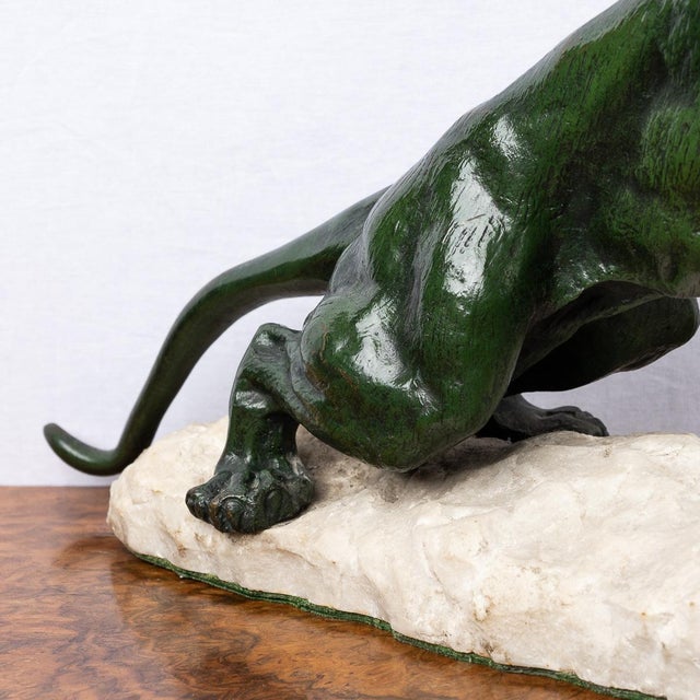 Eugene Cartier, French Art Deco Jaguar, 20th Century, Bronze on Stone Base For Sale - Image 5 of 18