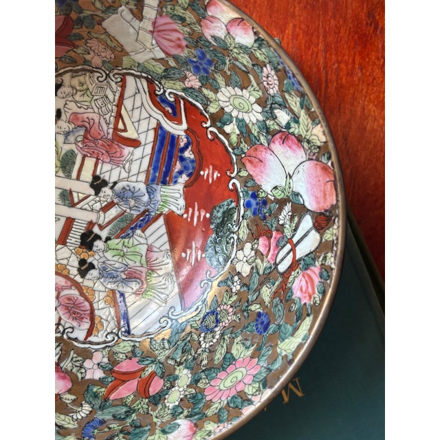Vintage Chinese Rose Medallion Famille Rose Enameled Porcelain Bowl For Sale - Image 6 of 8