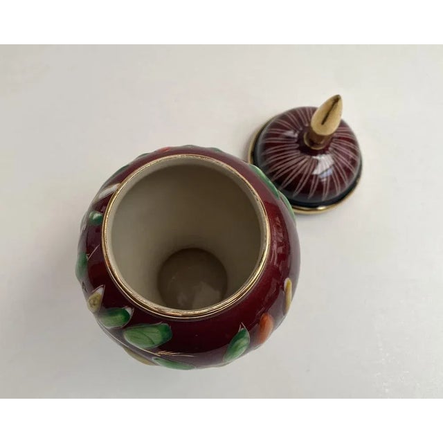 1950s Vintage Ceramic Vase with Lid and Floral Decor from Hubert Bequet, Belgium, 1950s For Sale - Image 5 of 7