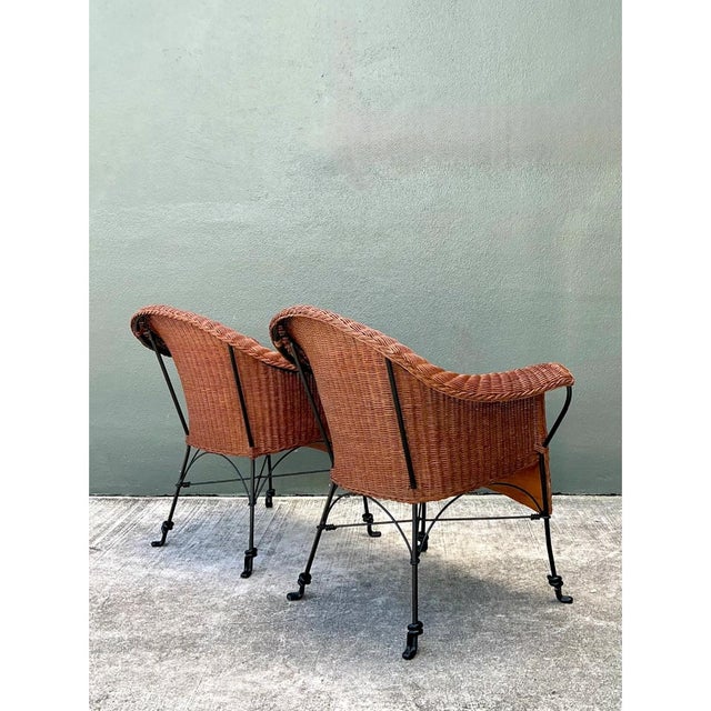 Palecek Palecek Vintage Rattan and Metal Chairs - Set of Two For Sale - Image 4 of 12
