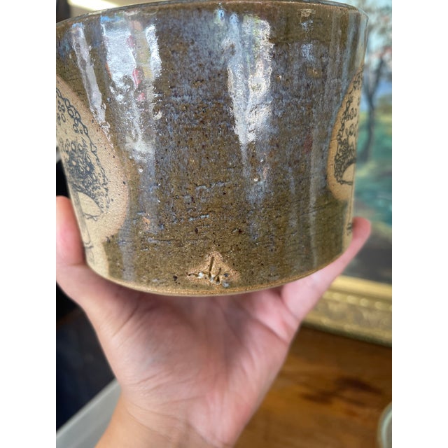 Ceramic Handmade PNW Wheel-Thrown Signed Planter With Dish. For Sale - Image 7 of 10