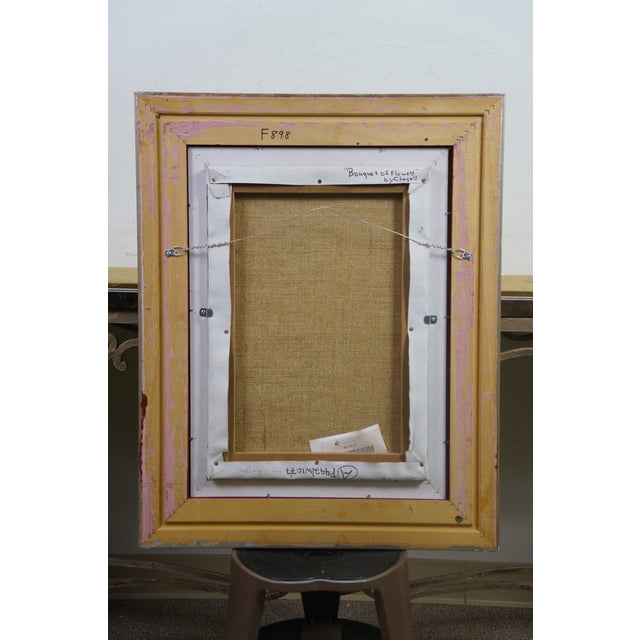 Dark Green 20th Century School Oil Painting "Bouquet De Fleurs" After Marc Chagall Framed For Sale - Image 8 of 12
