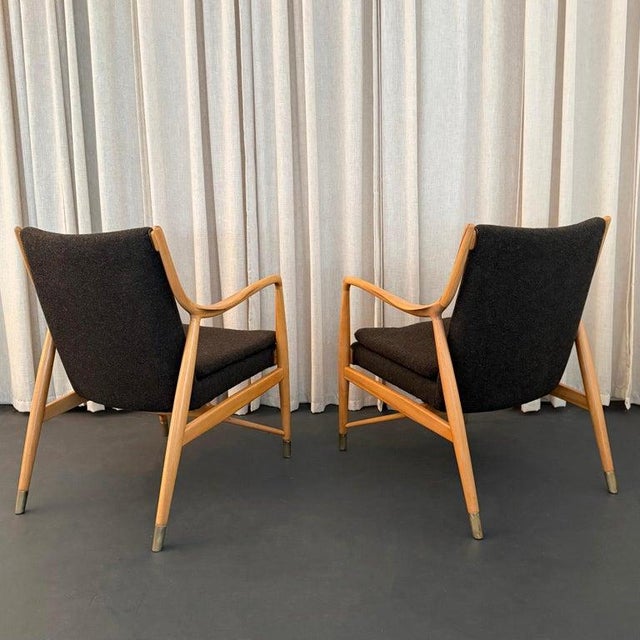 1980s 1980s Pair of Mid-Century Modern Finn Juhl Model 45 Style Open Armchairs For Sale - Image 5 of 12