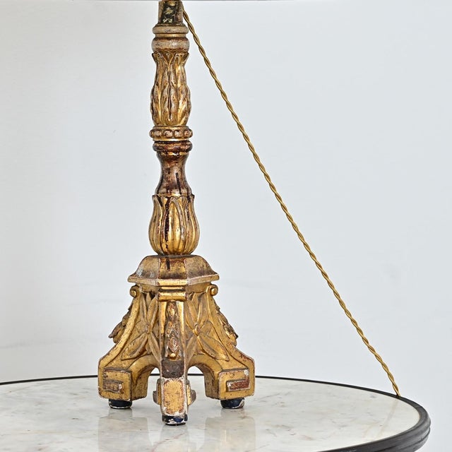 Baroque 19th Century Italian Giltwood Candlestick Table Lamp For Sale - Image 3 of 11