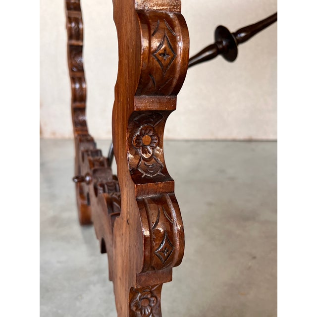 Side Table of Walnut With Carved Lyre Legs and Top, Spanish, 19th Century For Sale - Image 11 of 13