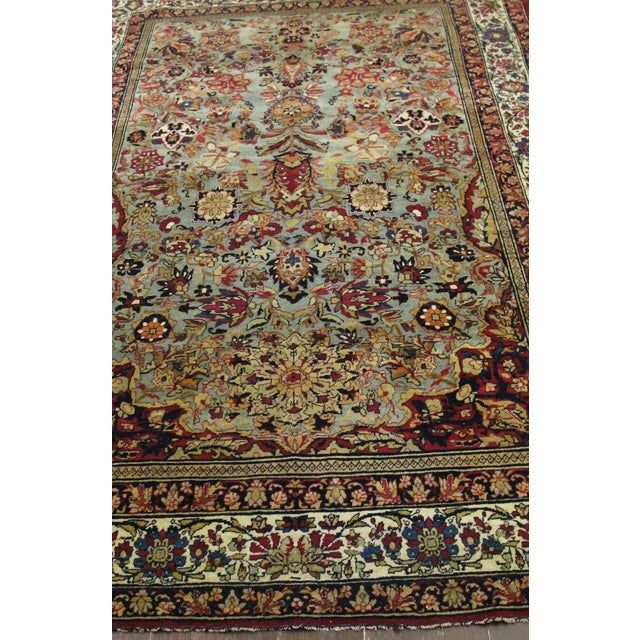 Green Fine Antique Persian Isfahan Rug, Circa 1880 — 4'4" × 6'11" For Sale - Image 8 of 10