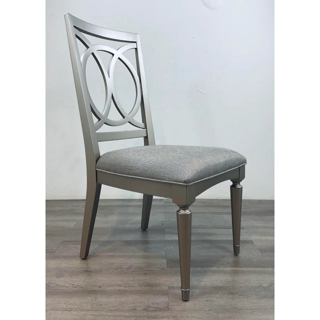 Pulaski Modern Geometric Warm Silver Dining Side Chair For Sale - Image 4 of 7