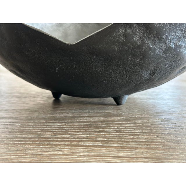 2020s Organic Shaped Blacken Metal Bowl For Sale - Image 5 of 7
