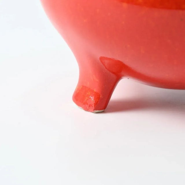 Orange Italian Red Ceramic Vase from Bertoncello, 1970s For Sale - Image 8 of 11