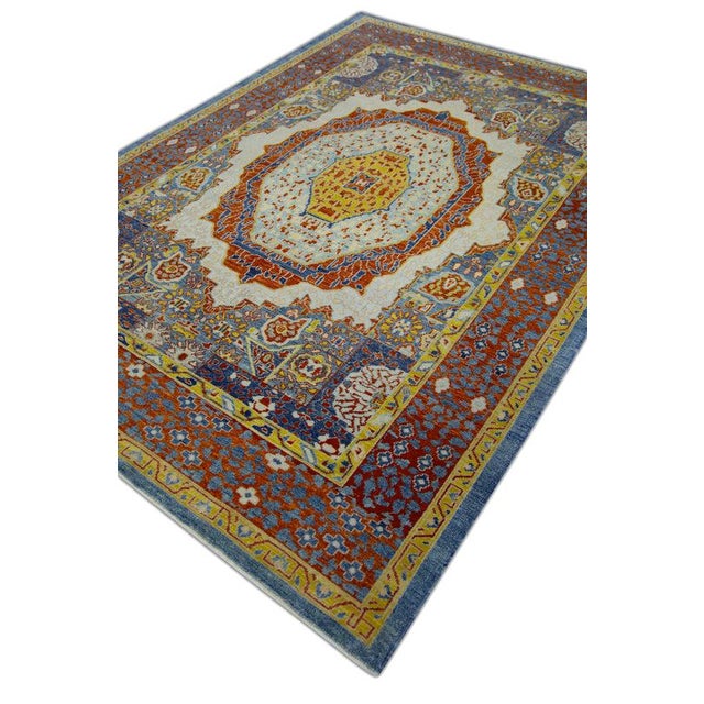 Early 21st Century Oriental Hand Knotted Rug Turkish Antique Look Oushak 6'4" x 8'10" For Sale - Image 5 of 6