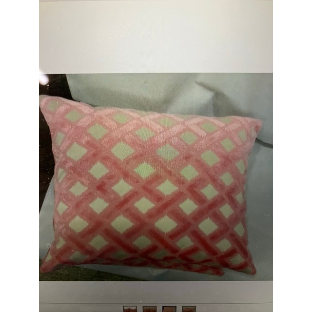 Beautiful pink and white pillow covers. Cut velvet design measuring 20x20. Inserts provided.