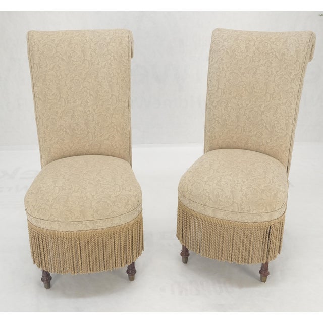 Brown Decorative Turned Mahogany Legs Tassels Decorated Fireside Slip Chair - A Pair For Sale - Image 8 of 12
