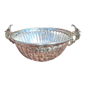 Mid 20th Century Tane Mexican Sterling Silver Double Bird Handle 5" Bowl Ring Trinket Dish