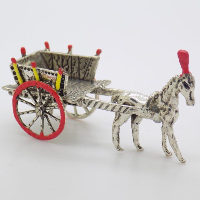 Vintage Sicilian Silver 800 Traditional Carriage Figurine, Italy, 1980s For Sale - Image 3 of 12