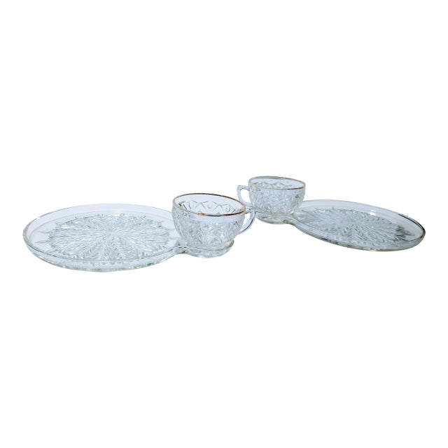 Vintage Jeannette Glass Company Snackset - Set of 4 For Sale