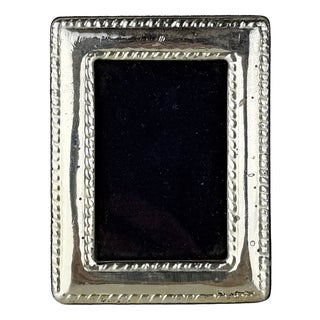 Vintage Italian Sterling Silver Photo Frame with Classic Beaded Border, 1950s For Sale