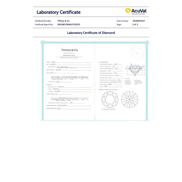 Tiffany & Co Platinum Diamond Engagement Ring 0.85ct, Size 5.25 For Sale - Image 10 of 12