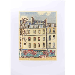 Orfeo Tamburi, Paris, Houses and Tree, Lithograph, 1980s For Sale