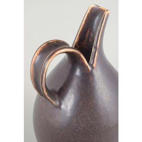 Large Vintage Danish Stoneware Jug with Brown Glaze by Eva Stæhr-Nielsen for Saxbo For Sale - Image 3 of 5