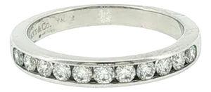 Late 20th-Century Platinum Tiffany and Co Natural Diamond Channel Band, Size 6.5