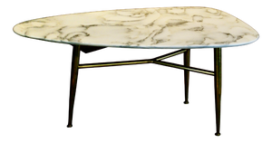 Italian Coffee Table in Carrara Marble and Brass, 1965