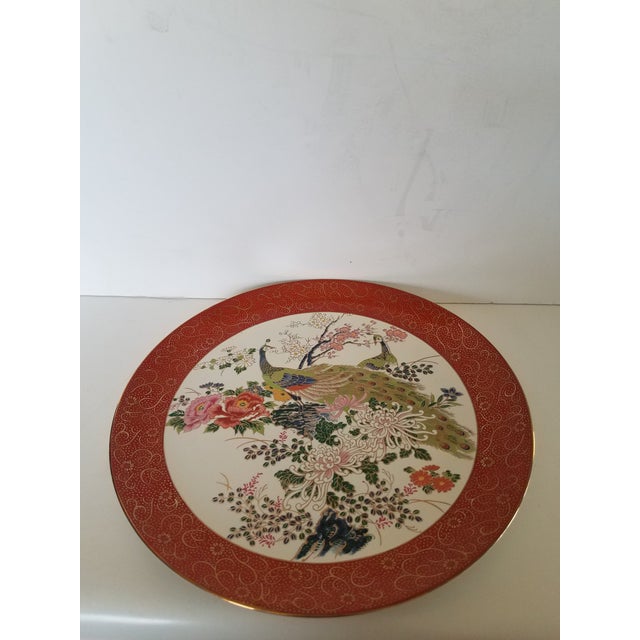 Vintage Japenese Satsuma Double Peacock & Peony Hand Painted Porcelain Plate For Sale In Phoenix - Image 6 of 6