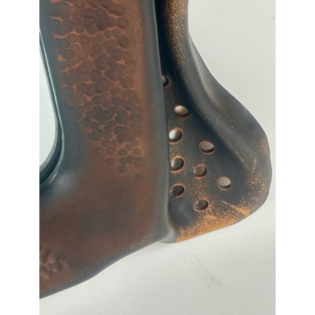 Polish Brutalist Leather Framed Mirror from Chronos, 1970s, in Very Good conditions. Designed 1970 to 1979 This piece has...