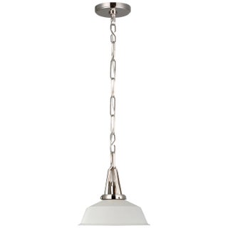 Chapman & Myers for Visual Comfort Signature Layton 10" Pendant in Polished Nickel with Matte White Shade For Sale