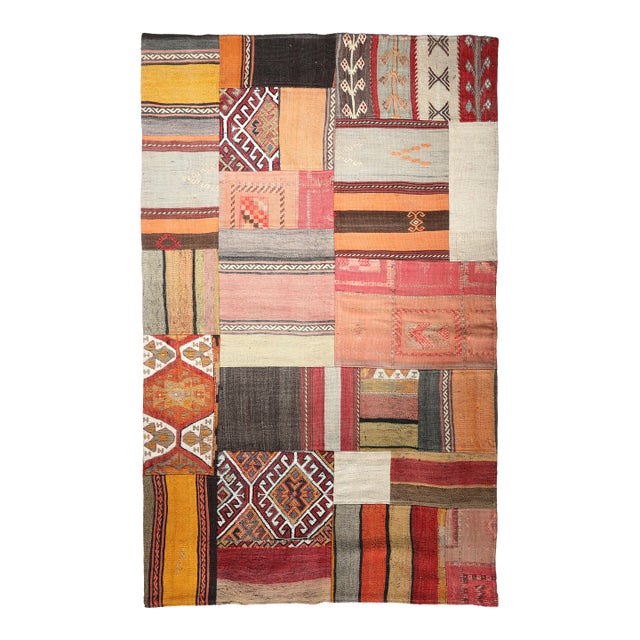 Mid 20th Century Multicolor Tribal Kilim Patchwork – A Statement Piece for Bohemian Interiors For Sale