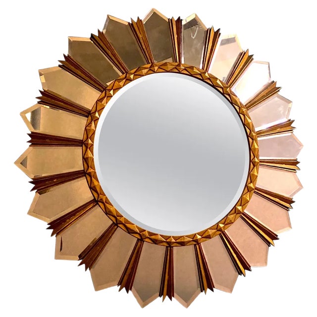 Large Mid-Century Italian Sunburst Mirror, 1960s For Sale
