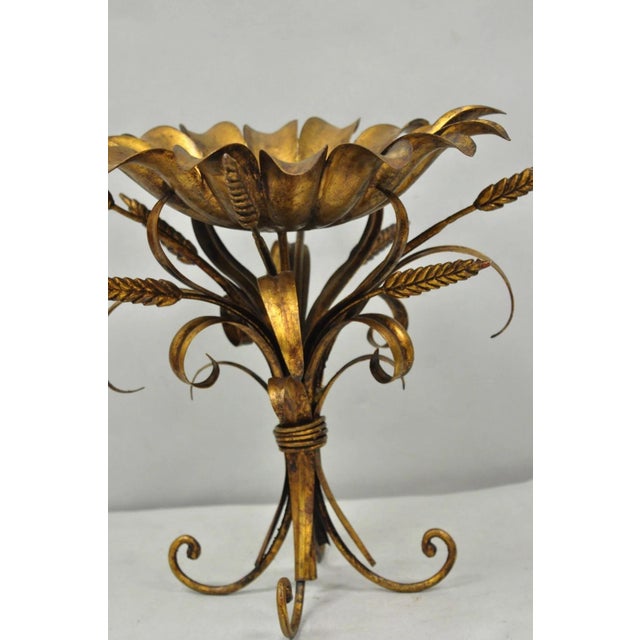 Gold Vintage Italian Hollywood Regency Gold Gilt Tole Metal Iron Compote Centerpiece For Sale - Image 8 of 12