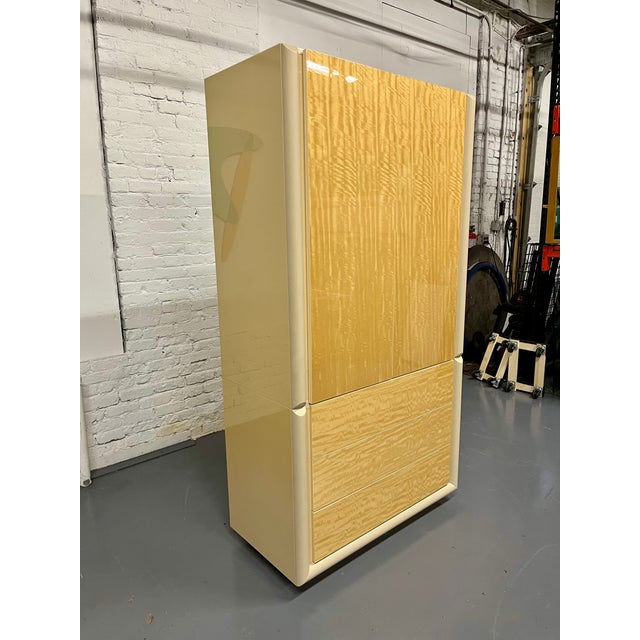 Modern Giorgio Collection Burled Satinwood & Leather Wardrobe For Sale - Image 3 of 9