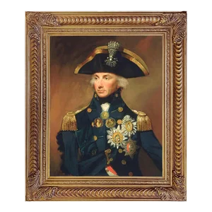"British Rear Admiral Sir Horatio Nelson" Contemporary Reproduction Portrait Print on Canvas After Lemvel Francis Abbott, Framed