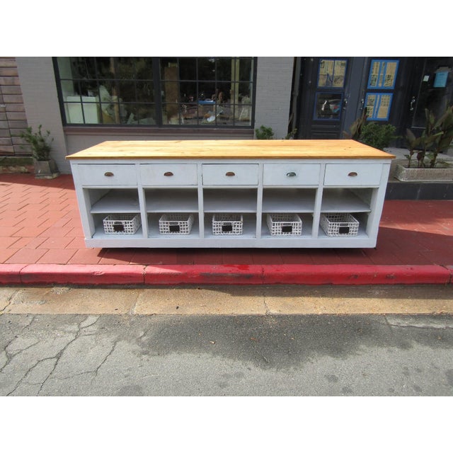 This early 1900s antique original massive kitchen farmhouse island would be the center of your kitchen. This counter was...