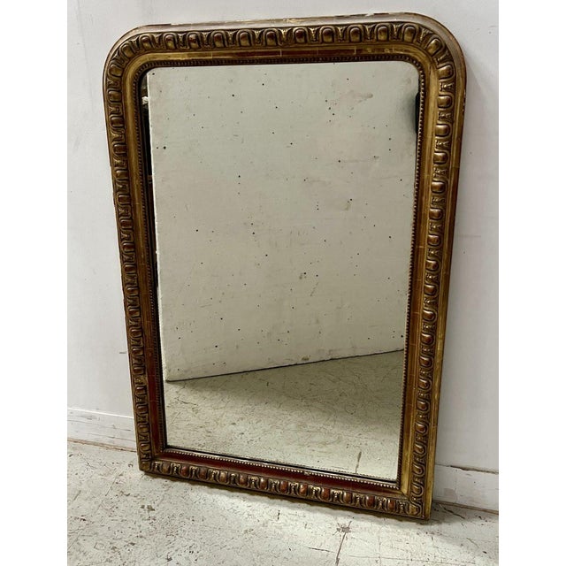 Wood Louis Philippe Style Gadrooned Mirror in Wood and Gilded Stucco, 19th Century For Sale - Image 7 of 18
