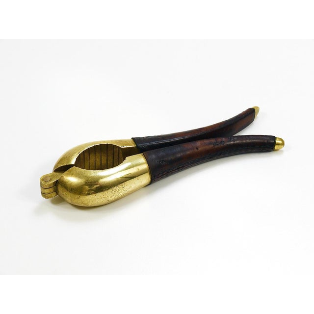 Carl Aubock Vienna Signed Vintage Brass & Leather Nutcracker, Austria, 1950s attributed to Carl Auböck For Sale - Image 13 of 18